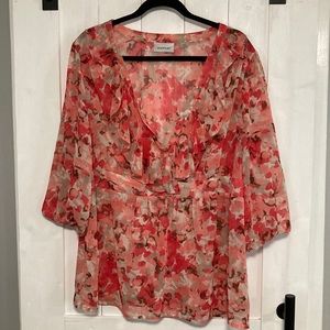Avenue Coral Floral Blouse